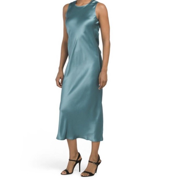 ATM Anthony Thomas Melillo Silk Charmeuse Bias Cut Midi Dress Large New - Picture 1 of 8